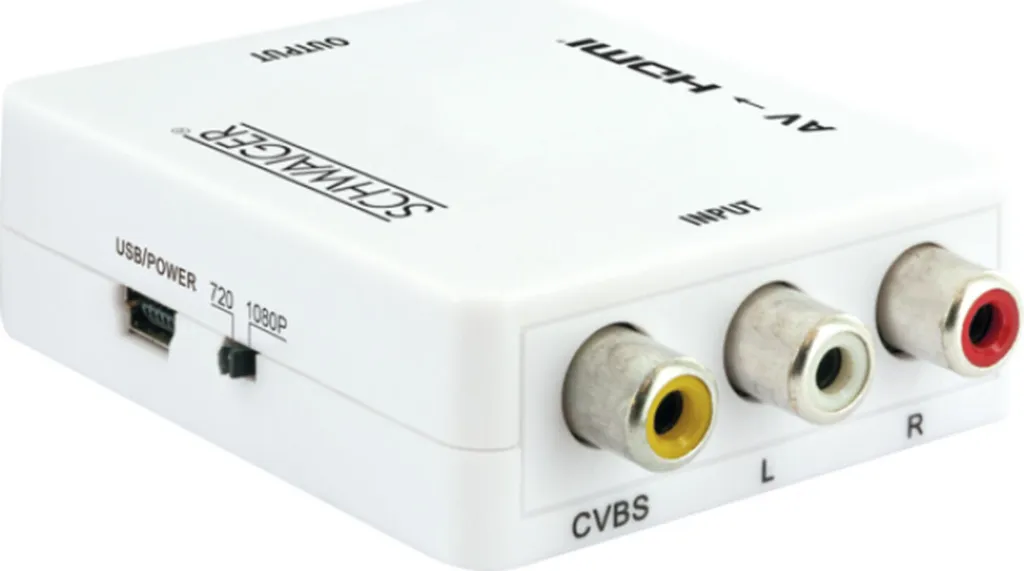 Adaptateur AV RCA vers HDMI Schwaiger Full HD pour TV et écran moderne
