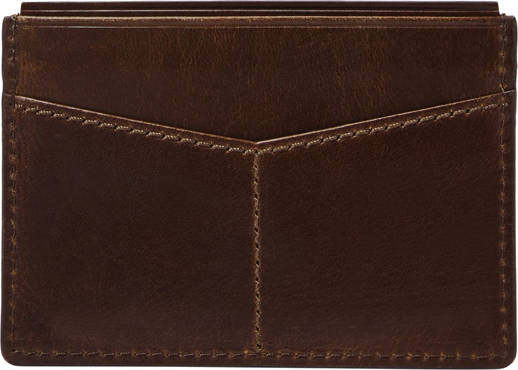 FOSSIL Leder Kartenhalter Derrick Card Case Dark Brown braun
