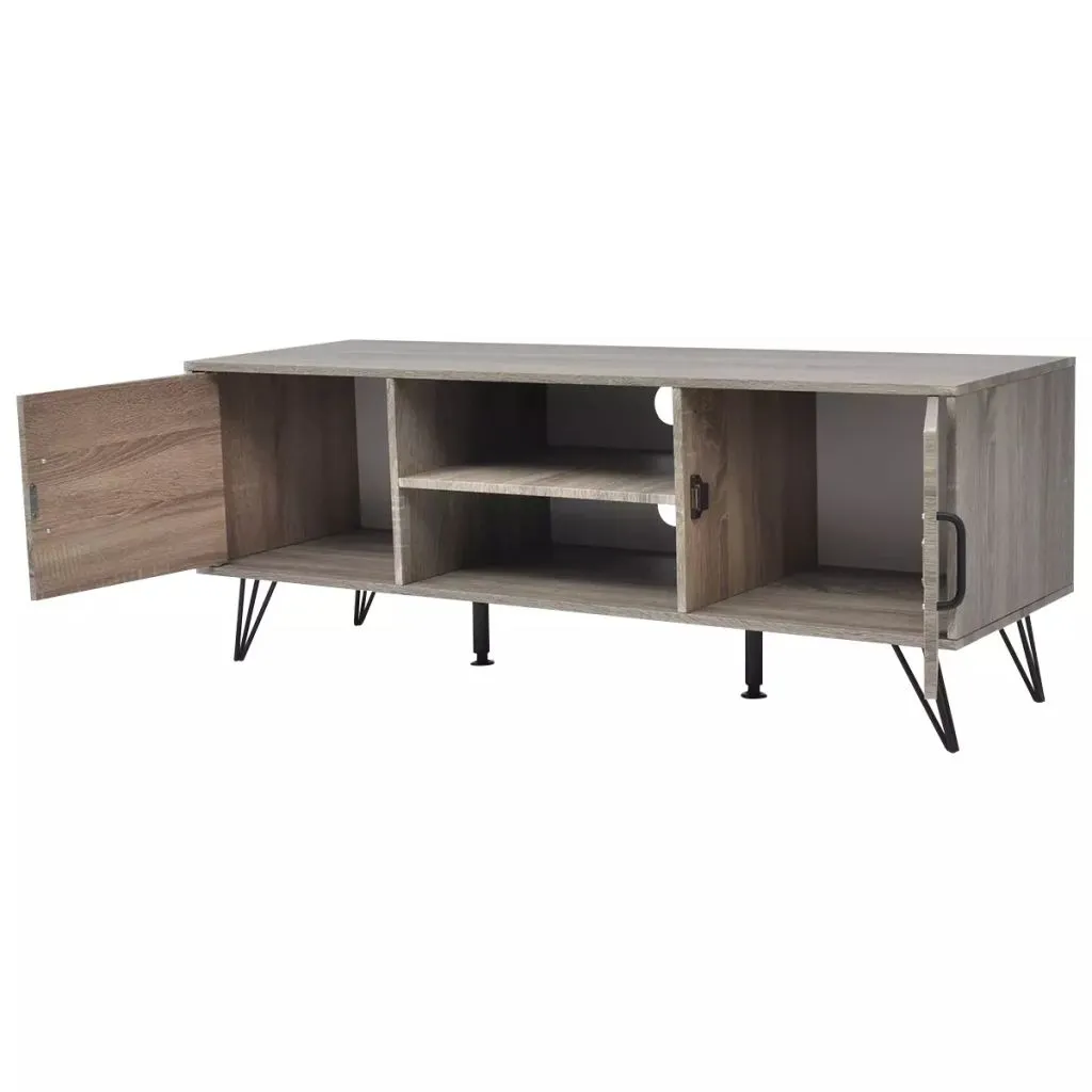 Mobile Porta TV Grigio 120x40x45 cm | Design Industriale con Gambe Acciaio