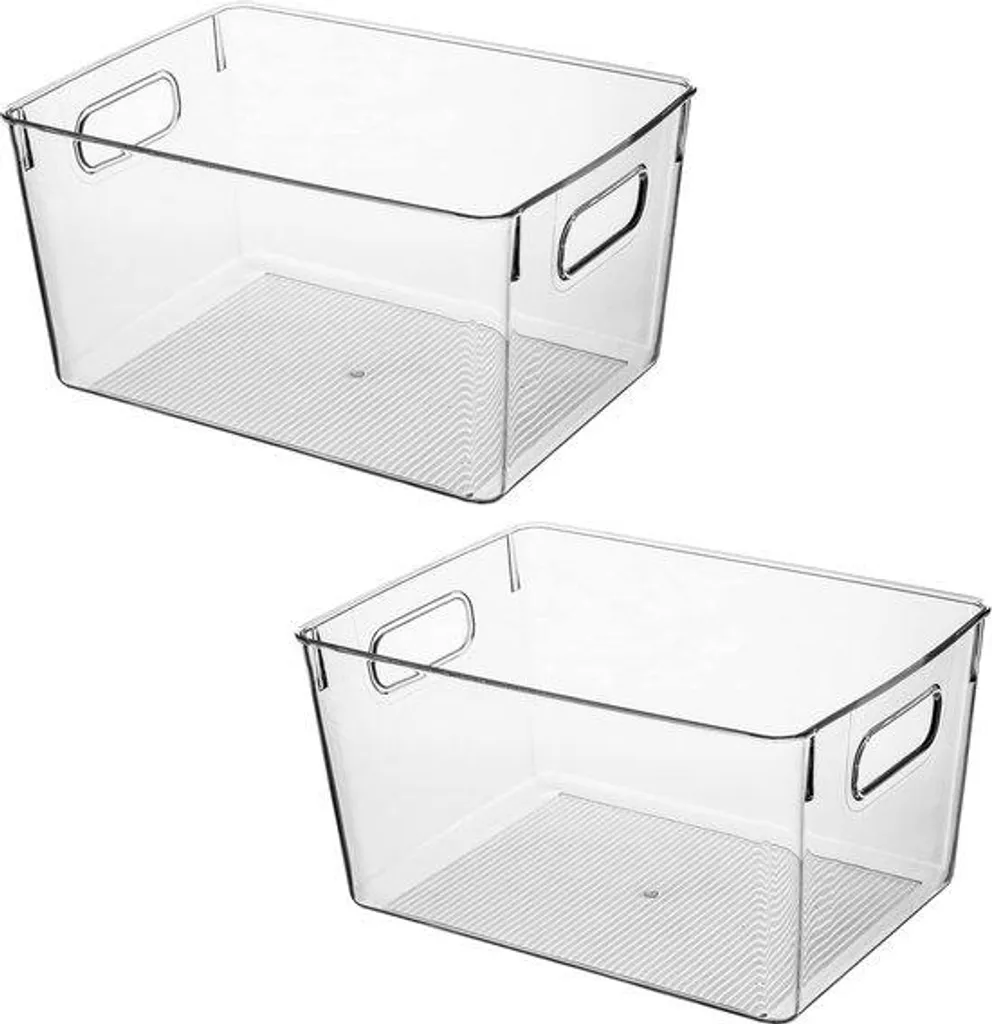 Organisateur de frigo empilable en plastique robuste avec poignées lot 4