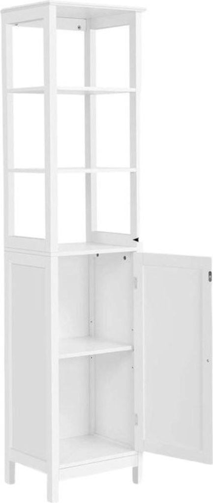 Badezimmer-Standschrank - Hochschrank mit 3 offenen Fächern - verstellbares Regal - Weiß - 160 cm hoch