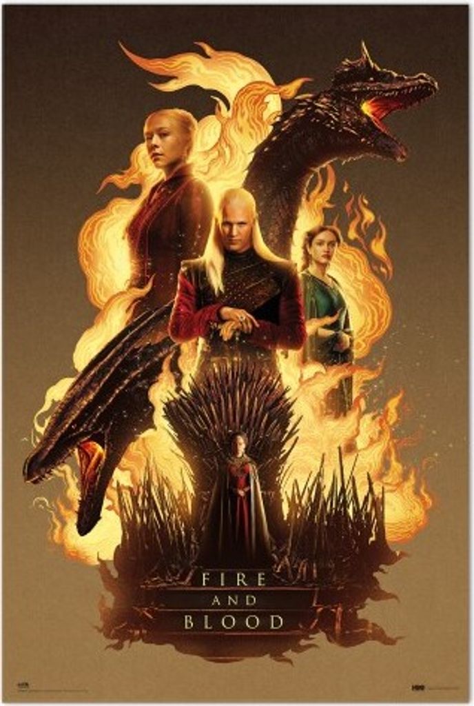House of the Dragon Fire and Blood Film Poster Plakat Größe 61x91,5 ohne Zusatzartikel