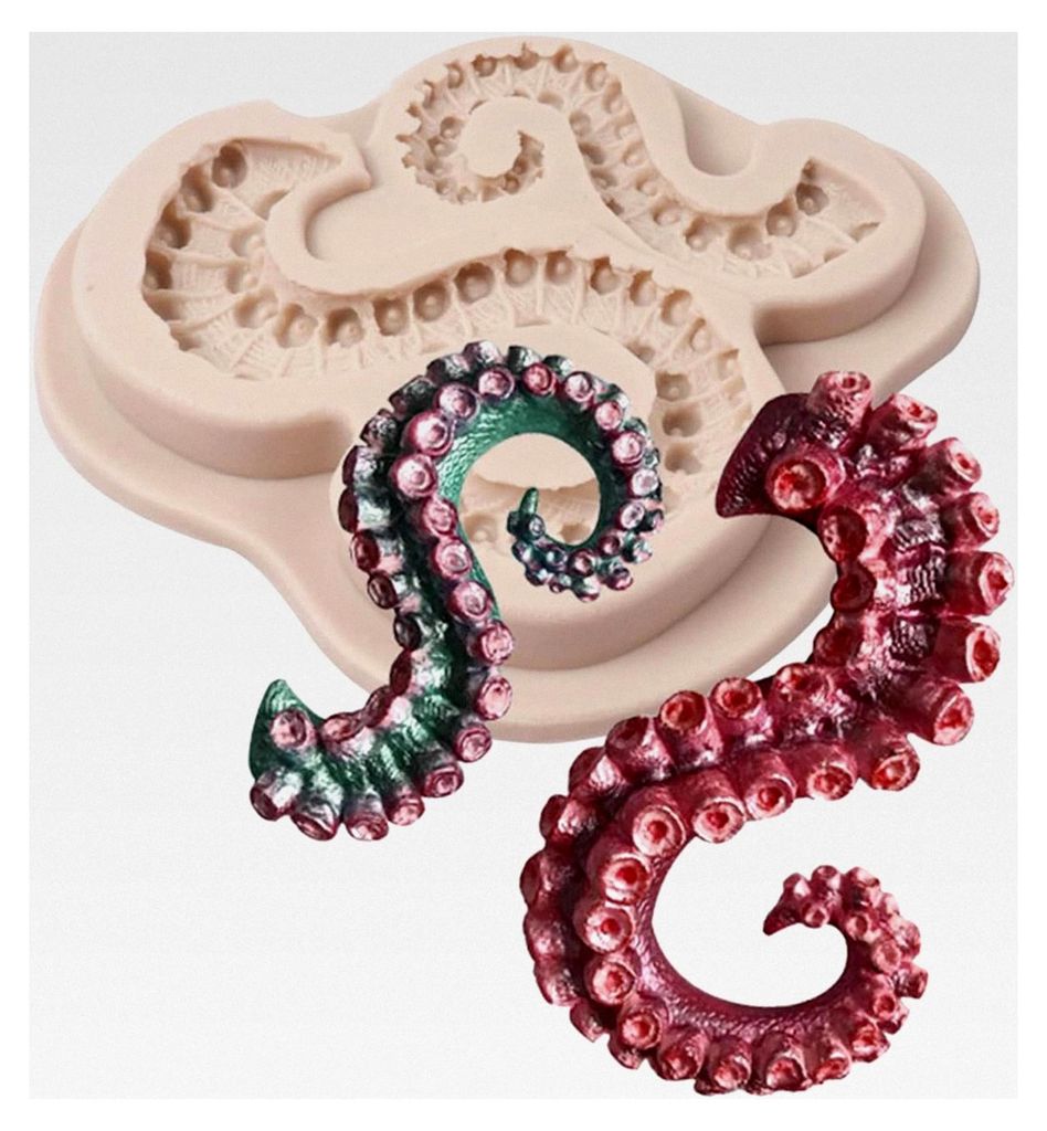 Silikonform in Form eines Octopus-Tentakels für Süßigkeiten, Schokolade, Fondant, Desserts, Ton, Harz und Gips, wiederverwendbar und antihaftbes...