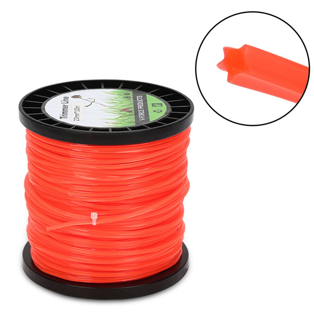Fiqops Trimmerfaden Faden Durchmesser 100M Mähfaden für Motorsense Rasentrimmer Nylon Rolle Trimmer Orange Stern 2.7mm