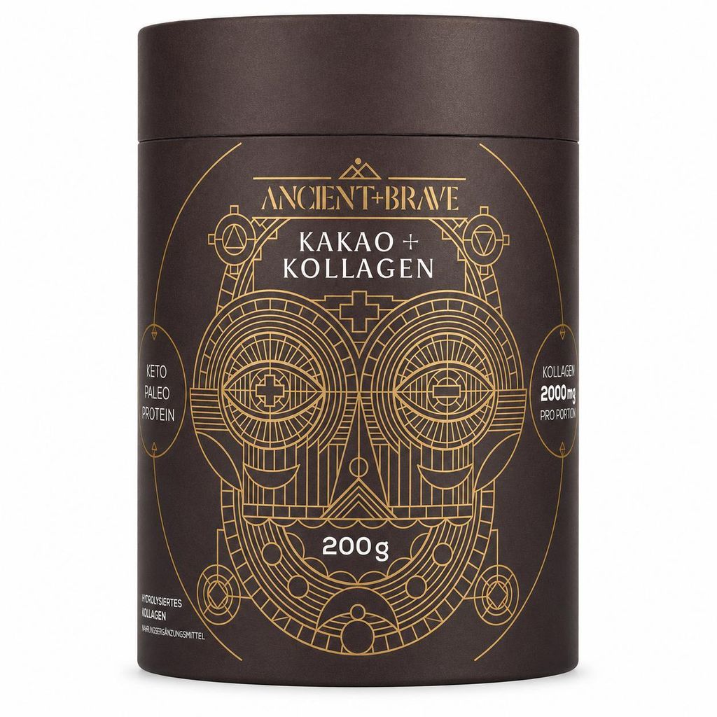 Ancient + Brave Kakao + Kollagen 250 g, Rohkakao & EU Rinder Kollagen, -Kakao - Ashwagandha, Keto