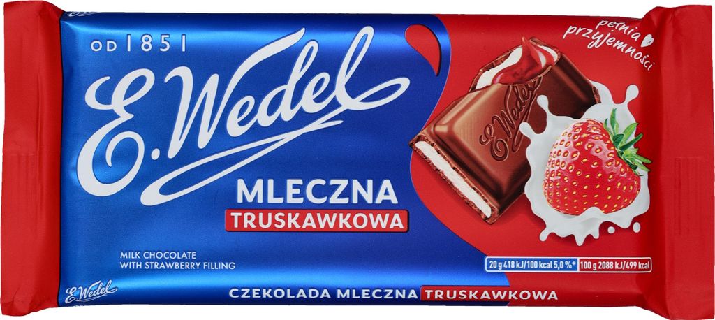E. Wedel Jahodová mléčná čokoláda 100 g Obrázek produktu 