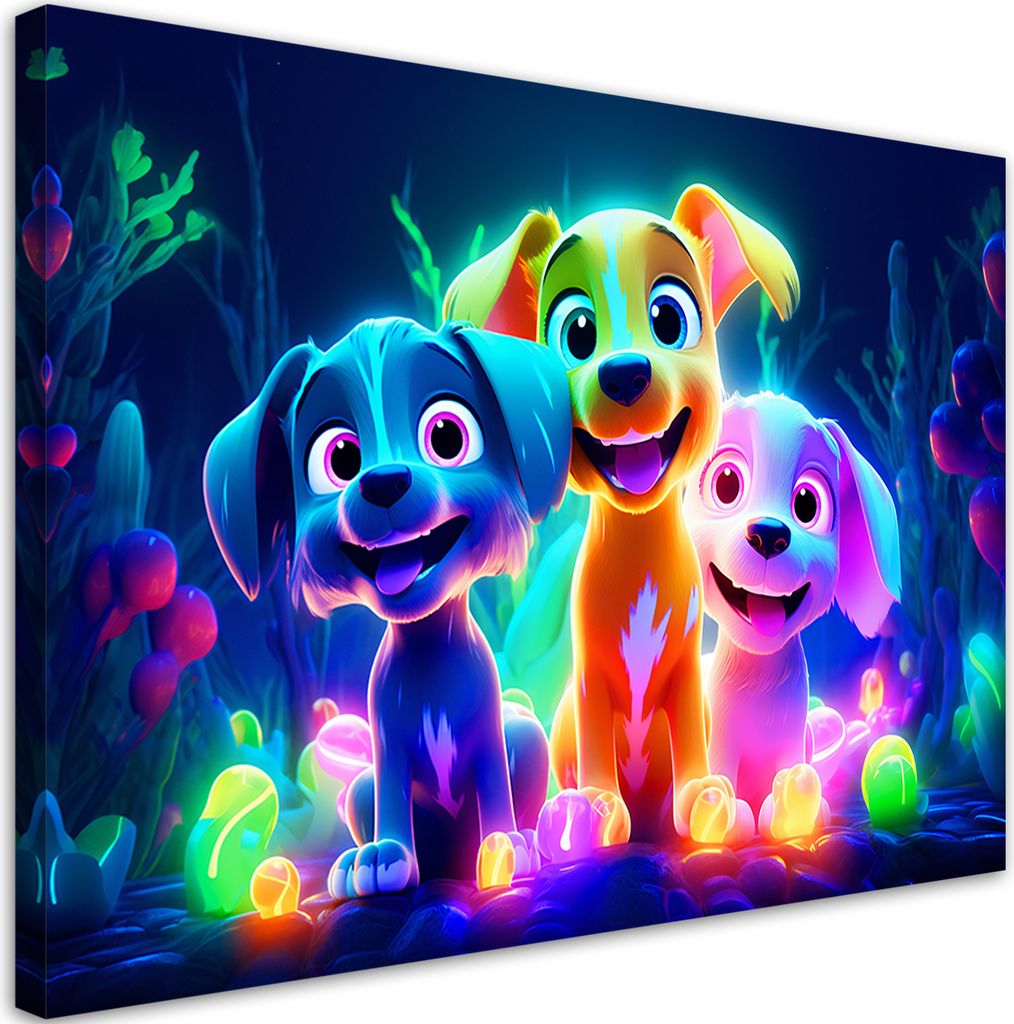 Leinwandbild Bunt Hunde Abstrakt 100x70 Feeby Bunt bild für die wand bereit zum aufhängen