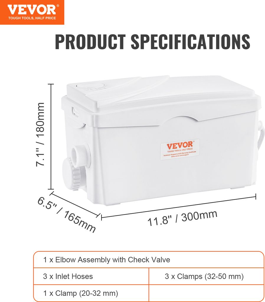 VEVOR Hebeanlage, 350 W, 6000 l/h Durchfluss, 7 m Produktbild 7