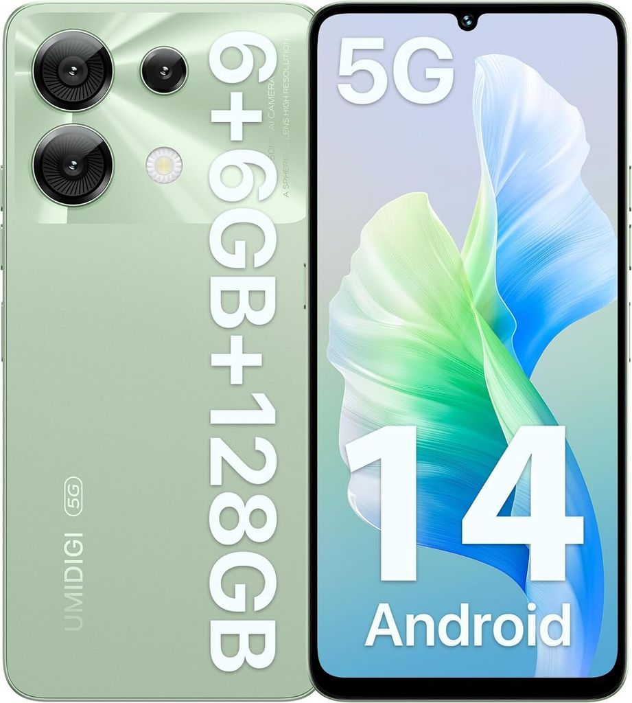 UmIdigi G9 5G Smartphone, Android 14 Mobiltelefon ohne Vertrag, 90 Hz Octa-Core, 12 (6 + 6) GB + 128 GB Telefon, 6,75 Zoll, 50 MP, Gesicht und Fingera