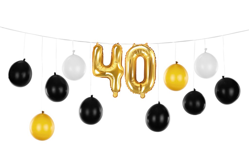 Ballongirlande '40' 260x32cm Schwarz / Gold / Weiß