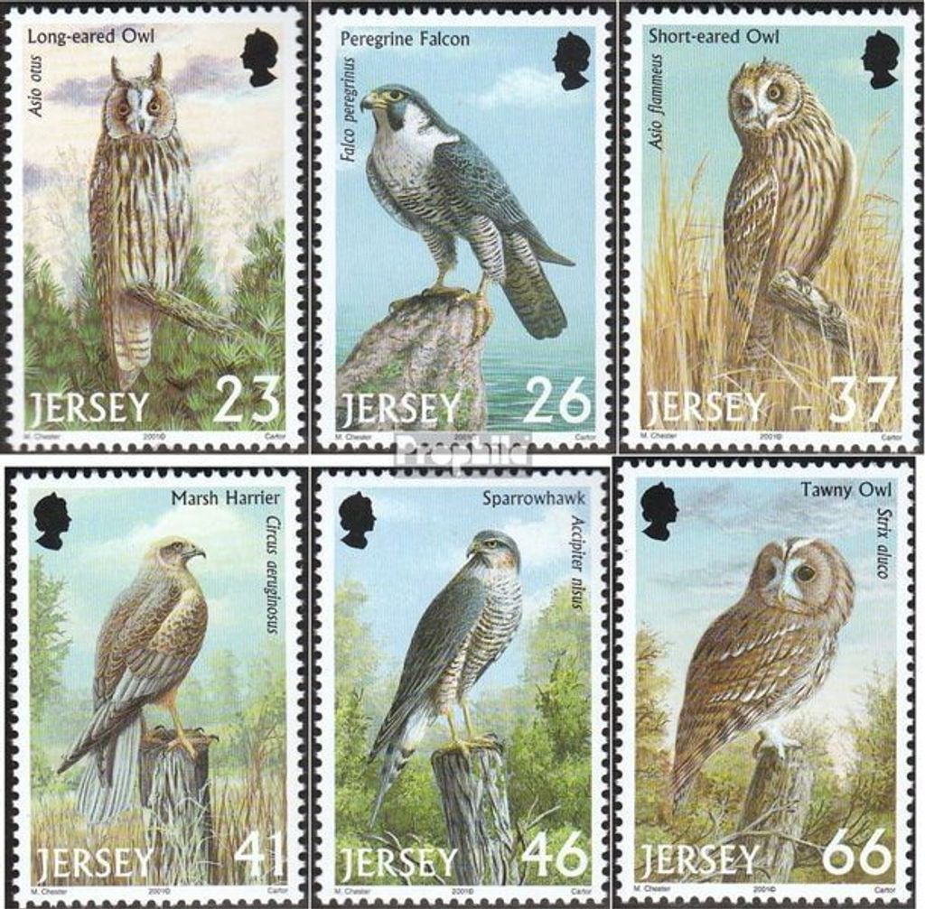 Briefmarken GB - Jersey 2001 Mi 987-992 (kompl.Ausg.) postfrisch Raubvögel