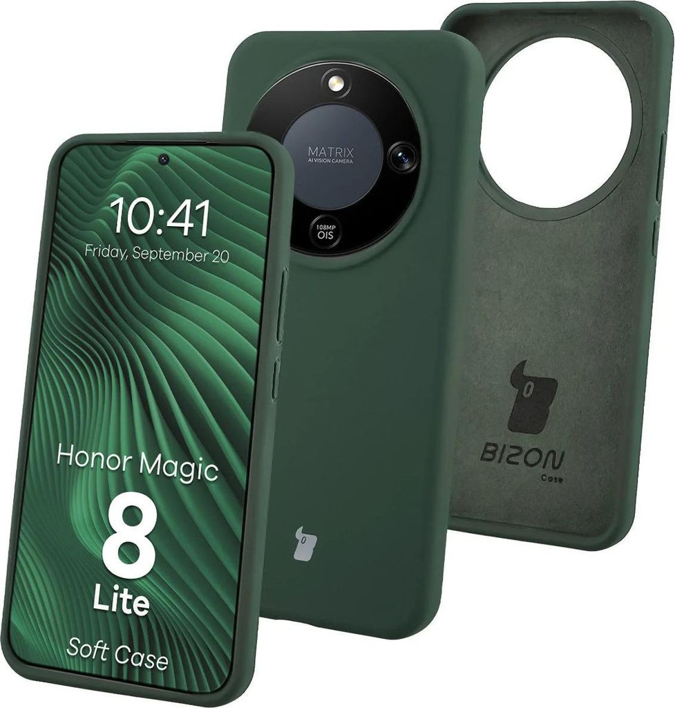 Silikon Handyhülle für Honor Magic8 Lite, Bizon Soft Case, Dunkelgrün