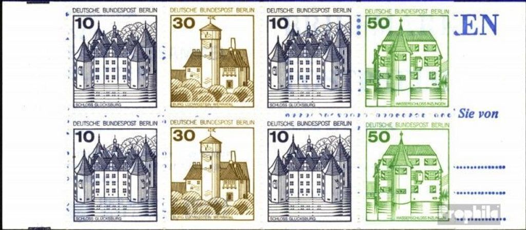 Briefmarken Berlin (West) 1980 Mi MH11eb (kompl.Ausg.) t-Querstrich tieferstehend postfrisch Burgen und Schlösser