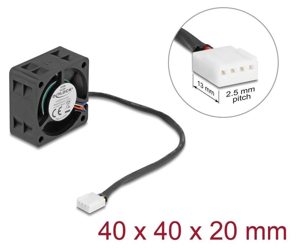 Delock Axiallüfter 24 V DC, 40 x 40 x 20 mm schwarz Produktbild 