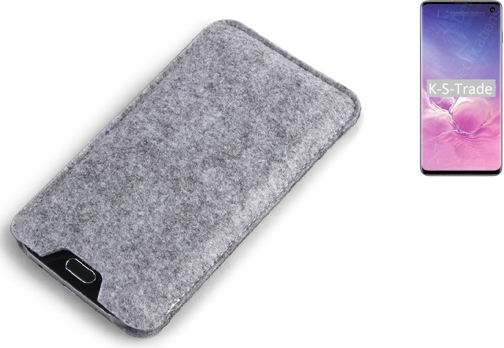 K-S-Trade Filz Handyhülle kompatibel mit Samsung Galaxy S10 SD855 Schutzhülle Filztasche Filz Tasche Case Sleeve Handy Hülle Filzhülle grau