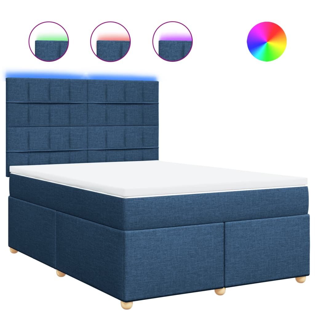 vidaXL Boxspringbett mit Matratze Blau 140x200 cm Stoff Produktbild 