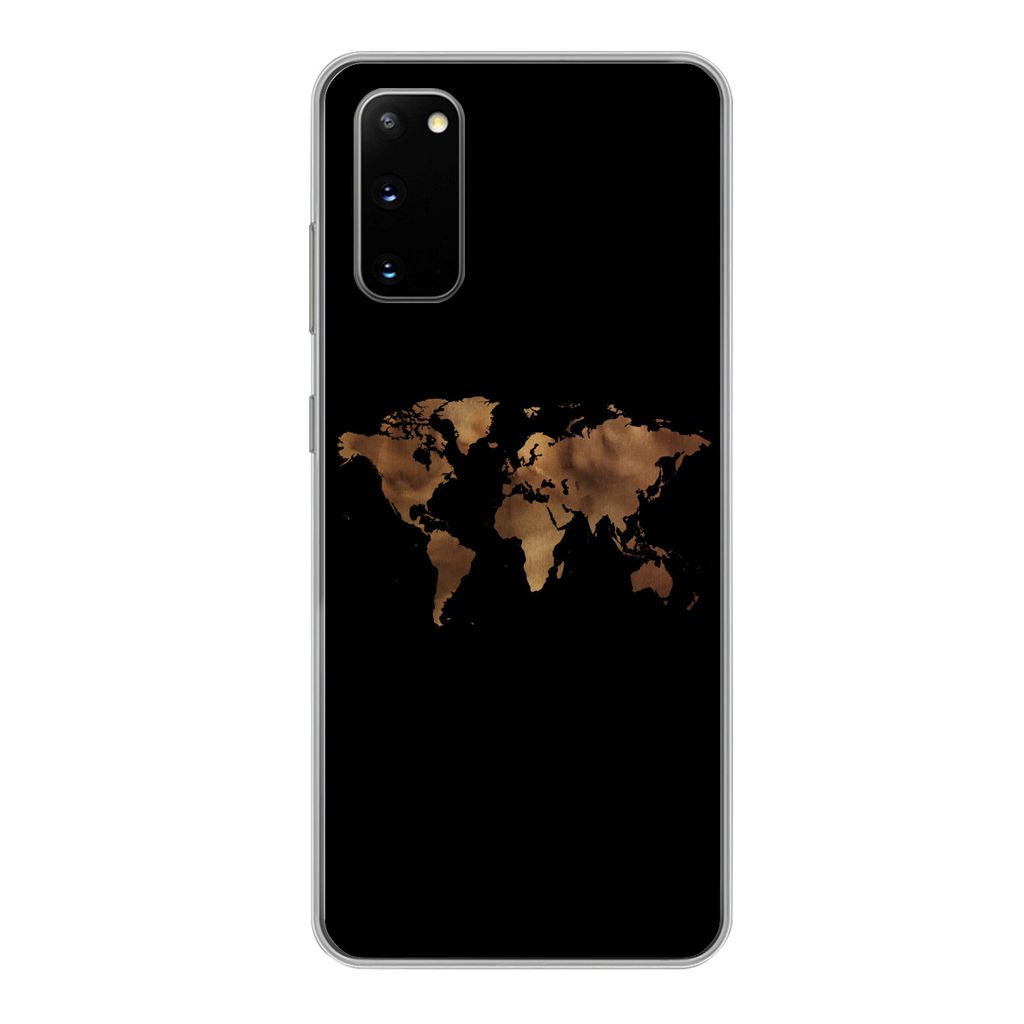 MuchoWow Handyhülle Schutzhülle Hülle für Samsung Galaxy S20 Weltkarte - Stoff - Karte Silikon Softcase Handy Hülle - Bild