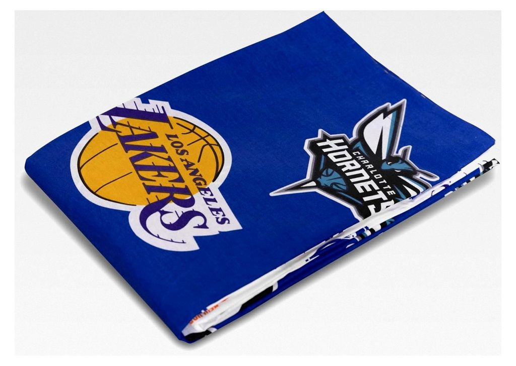 NBA Bettwäsche für Einzelbett, Bettlaken, Kissenbezug, 100 % Baumwolle, Bulls, Lakers, Warriors, Nets, offizielles Produkt