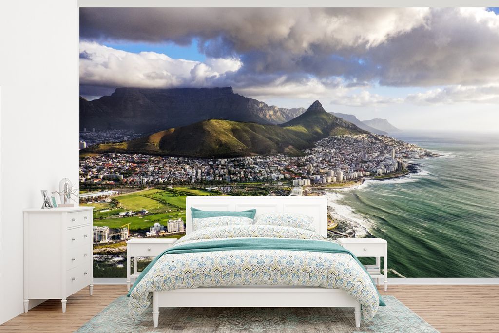 MuchoWow Fototapete für Wohnzimmer oder Schlafzimmer Wandtapete Vinyl Motivtapete Atemberaubende Aussicht auf Kapstadt und den Tafelberg - 405x2...