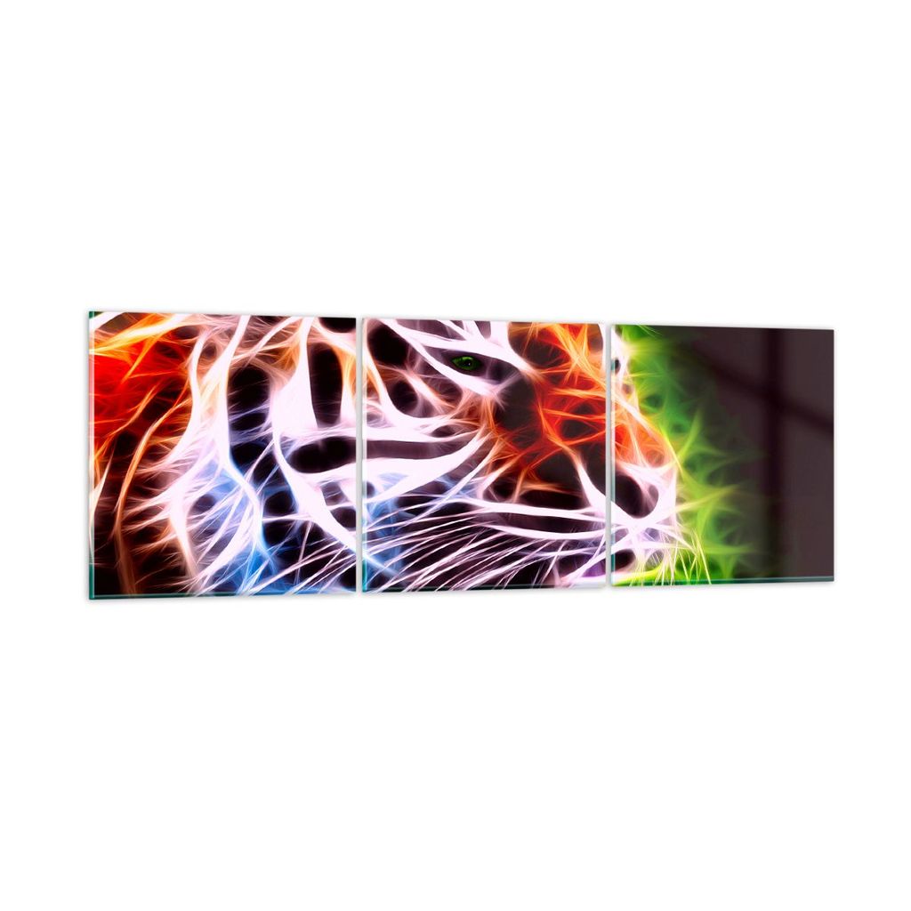 Bilder auf glas - Afrika aggression tiere tiger - 120x40cm - Glasbilder - Wandbilder - Kunstdruck - zum Aufhängen bereit - Wanddekoration aus Glas...