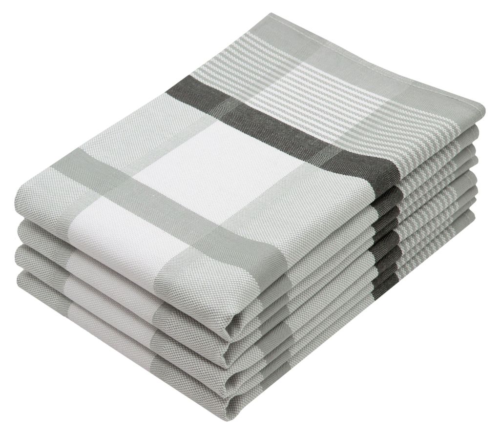 4er Set Geschirrtücher Baumwolle, 50x70 cm, grau-kariert
