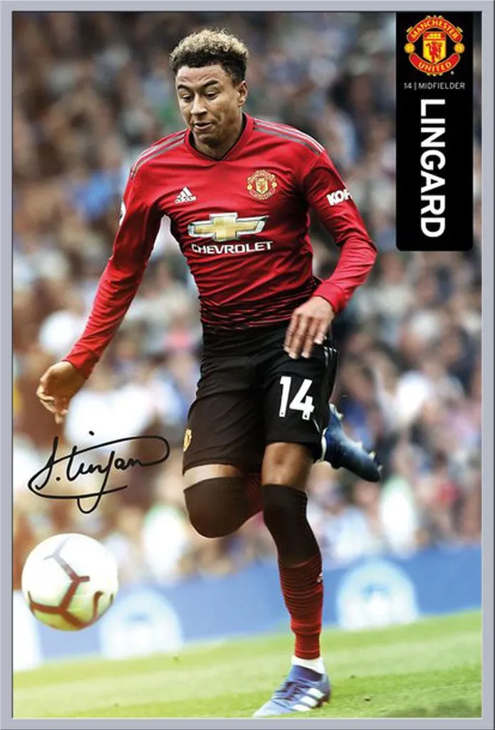 Poster Encadré Manchester United Lingard 18/19 - Cadre Shinsuke Argent