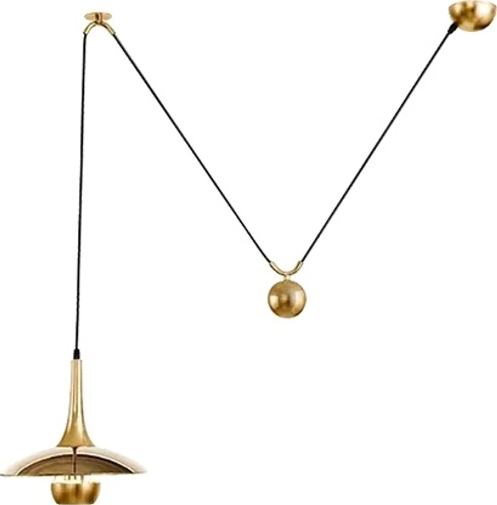 Lustre Plafonnier Design en Métal Doré Ajustable pour Ampoule E27 LED