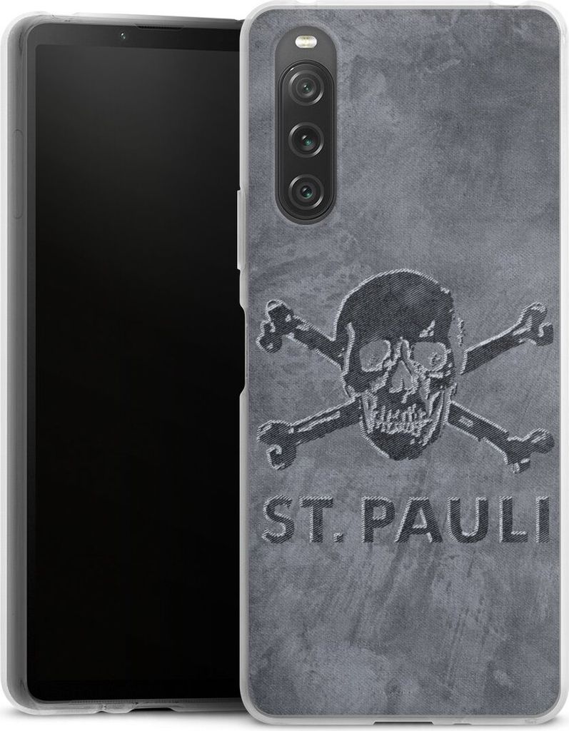 DeinDesign Handyhülle für Sony Xperia 10 V Silikon Hülle Case Smartphone Schutzhülle Beton FC St. Pauli Logo