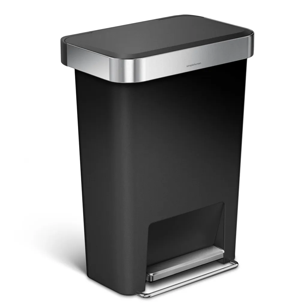 Poubelle Rectangulaire 45L Simplehuman avec Réserve de Sacs Noire