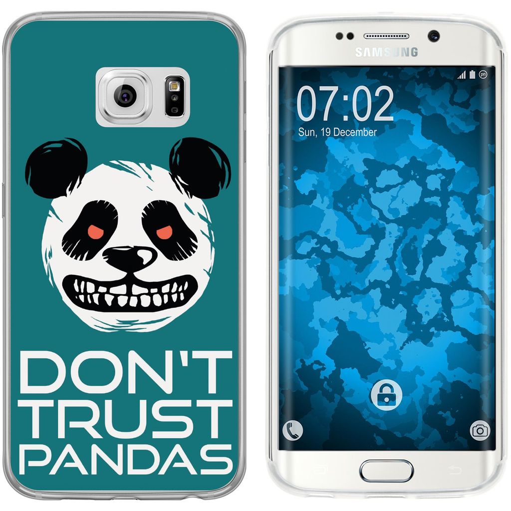 PhoneNatic Case kompatibel mit Samsung Galaxy S6 Edge Silikon-Hülle Crazy Animals Panda M2