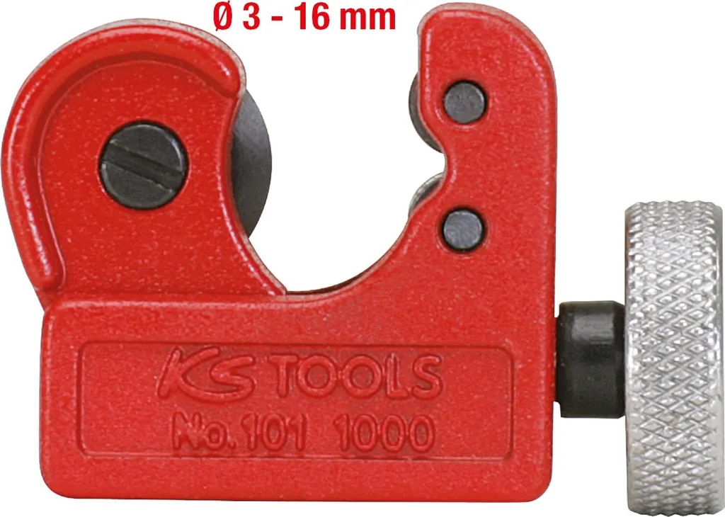 Petit coupe-tube KS TOOLS 101.1000 robuste avec réglage précis 3-16 mm