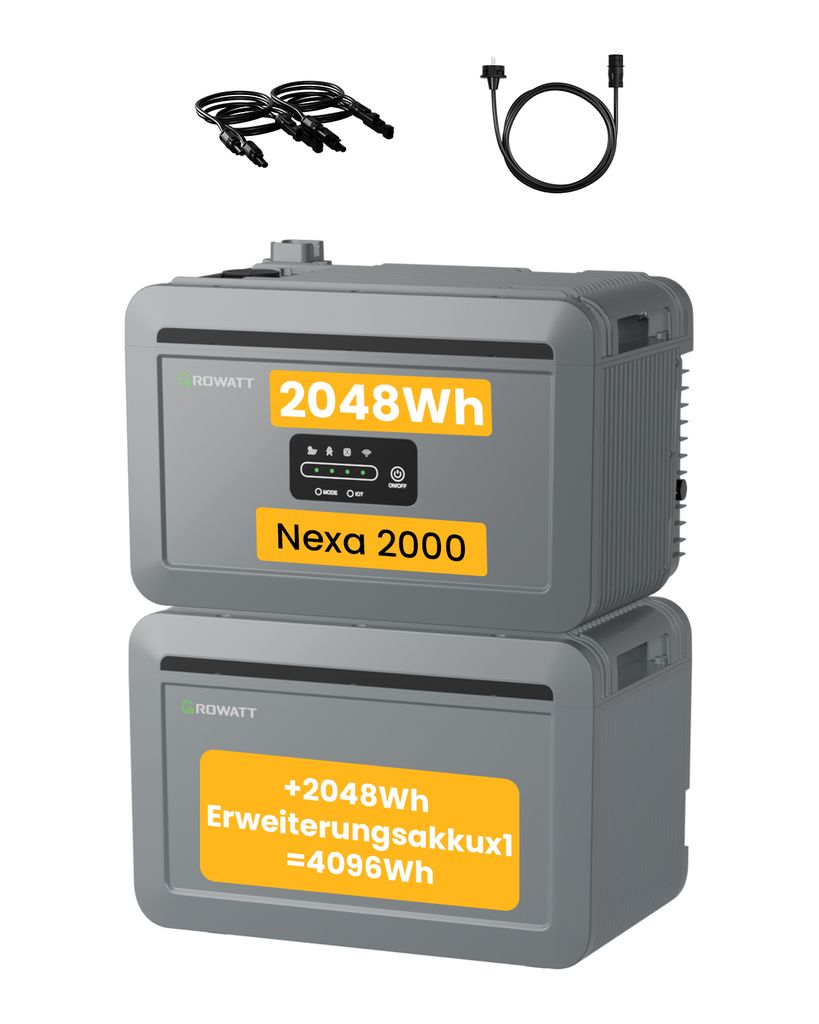 Powerness Balkonkraftwerk Speicher Growatt NEXA 2000 Speicher All-in-One Speicher mit NEXA 2000 Erweiterungsakku x1 für Balkonkraftwerke (0% MwSt)