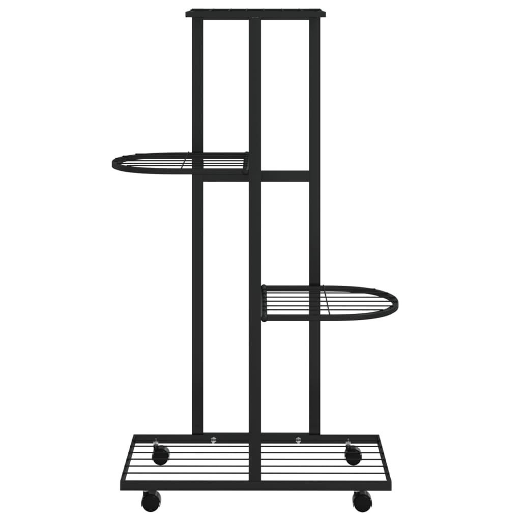 Cloris Designermöbel Blumenständer 4-Etagen mit Rollen 44x23x80cm Schwarz Eisen - Gartentische 2026Neu673615 - Gartentische