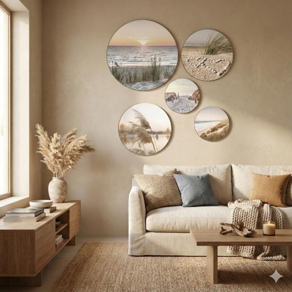 Wandbilder Beige Dekoration für Schlafzimmer Wohnzimmer Set