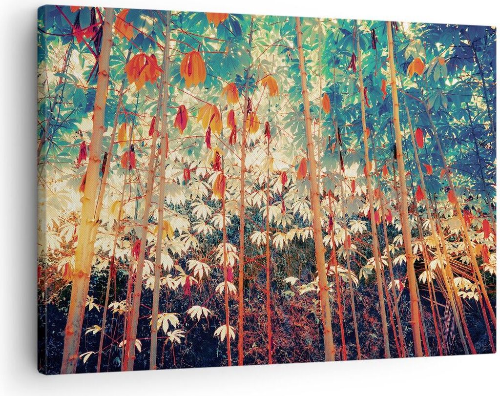 Bild auf Leinwand - Leinwandbild - Einteilig - Pflanzen tropisch orange - 70x50cm - Wand Bild - Wanddeko - Wandbilder - Leinwanddruck - Bilder - Wa...