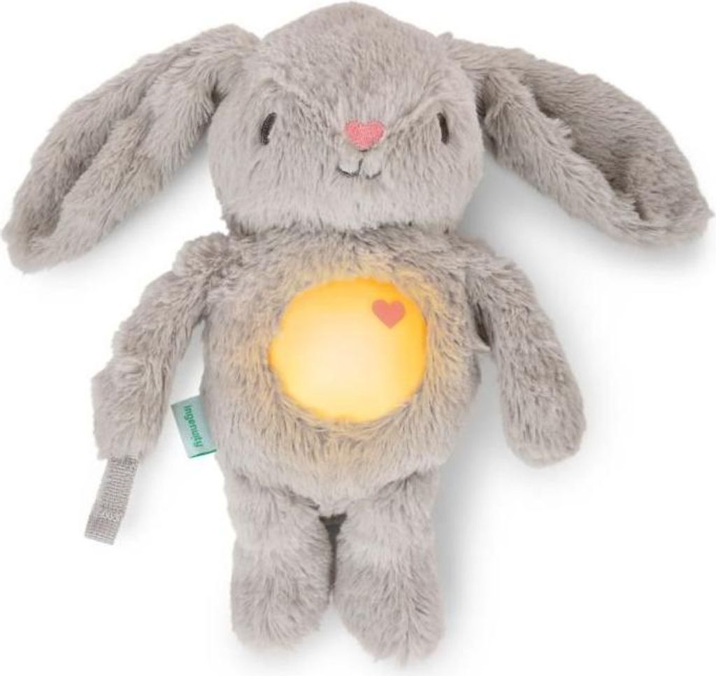 Baby Nachtlicht, Kuscheltier Hase Sylvie, Baby Geschenk, Reagiert auf Babyweinen, Musik, Licht, Schnullerhalter
