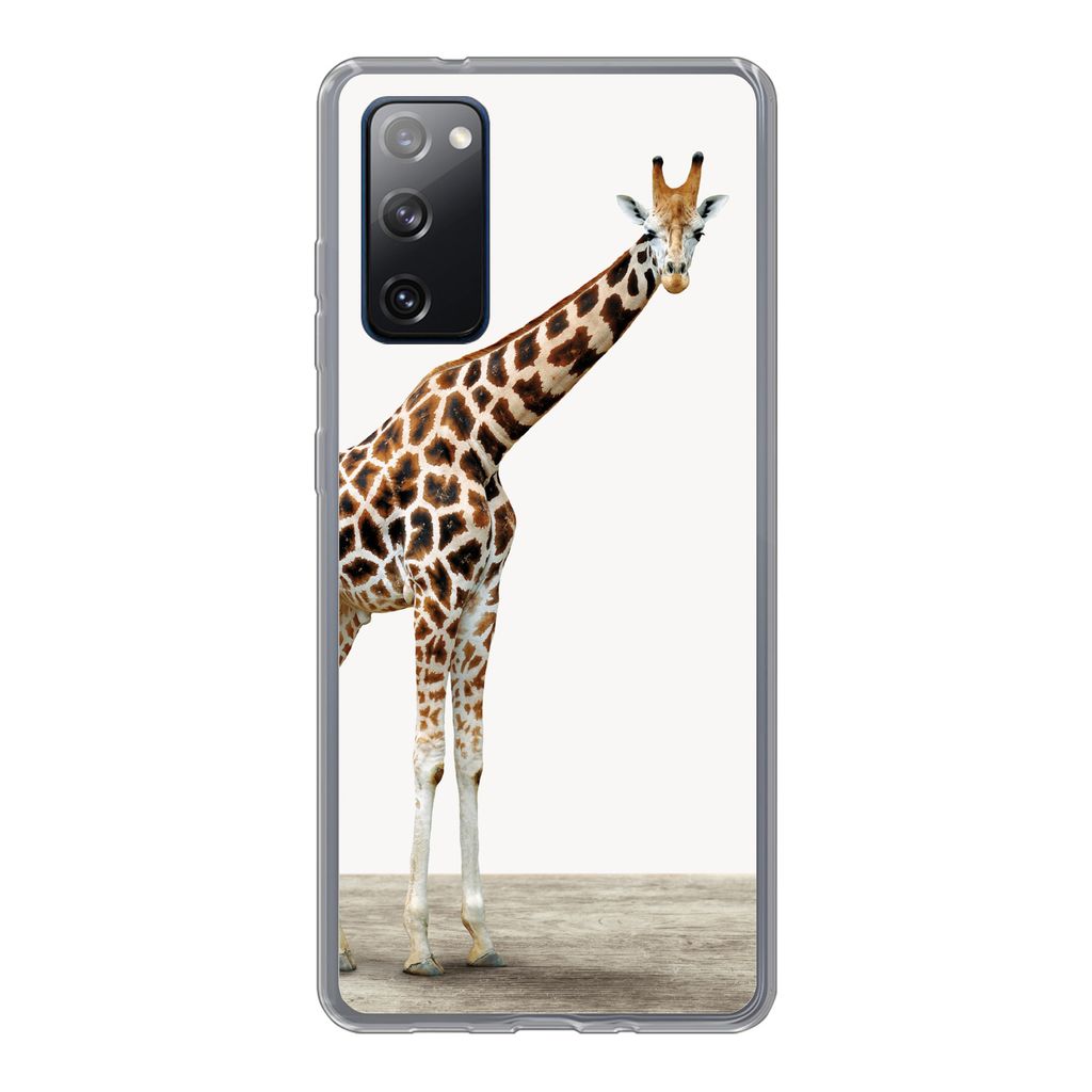 MuchoWow Handyhülle Schutzhülle Hülle für Samsung Galaxy S20 FE Giraffe - Tiere - Weißer Hintergrund - Kinder - Junge - Mädchen Silikon Sof...