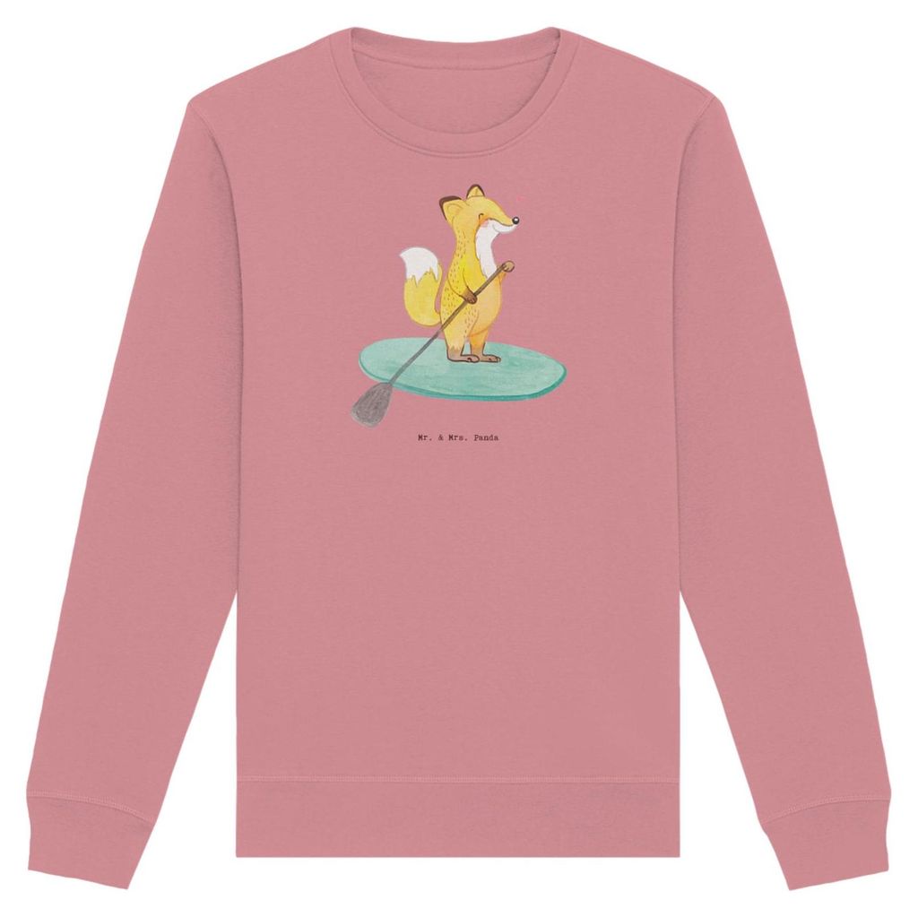 Mr. & Mrs. Panda Bio Sweatshirt Fuchs Stand Up Paddling Größe XL - Canyon Pink - Geschenk, Baumwoll Pullover, Paddle Boarding, Pulli, Sweater, SU...