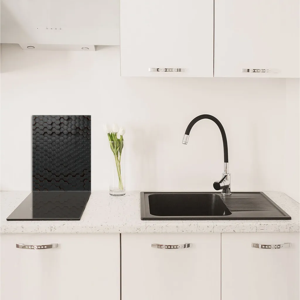 Tagliere in Vetro Nero 40x52 Paraspruzzi Cucina: Robusto e Versatile - 3