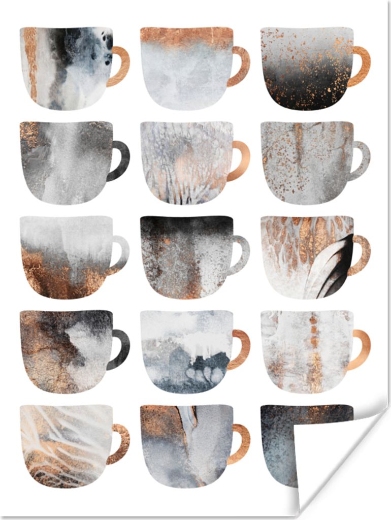 MuchoWow Poster Kaffeetassen - Abstrakt - Muster 120x160 cm - Wandbilder