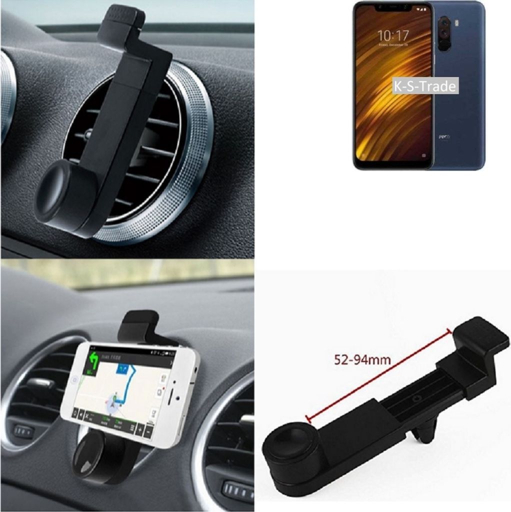 K-S-Trade Lüftungshalterung kompatibel mit Xiaomi Pocophone F1 KFZ-Halterung Autohalterung Handy-halterung Lüftungsgitter Lüftungsschlitze Schwarz