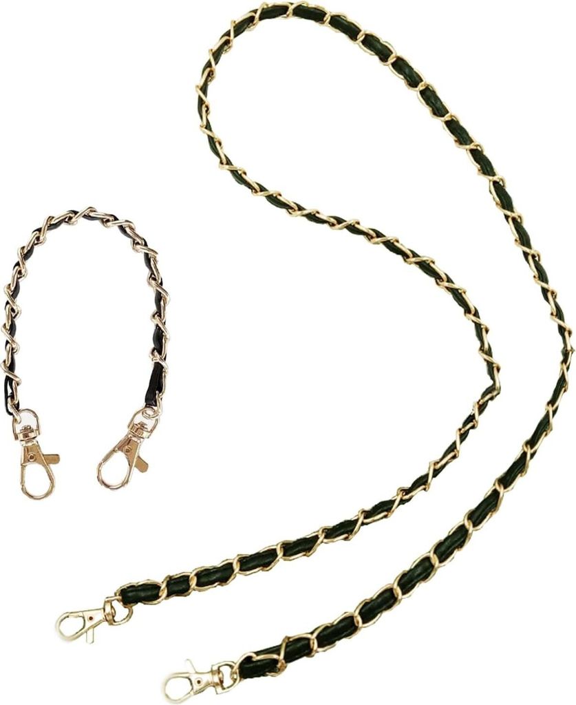 Taschenkette, 2 Stück Kettenriemen Metall Leder, Ersatz Schulterriemen mit 120cm/30cm Kette Trageriemen, Handtaschenkettenriemen, für Damen Handt...