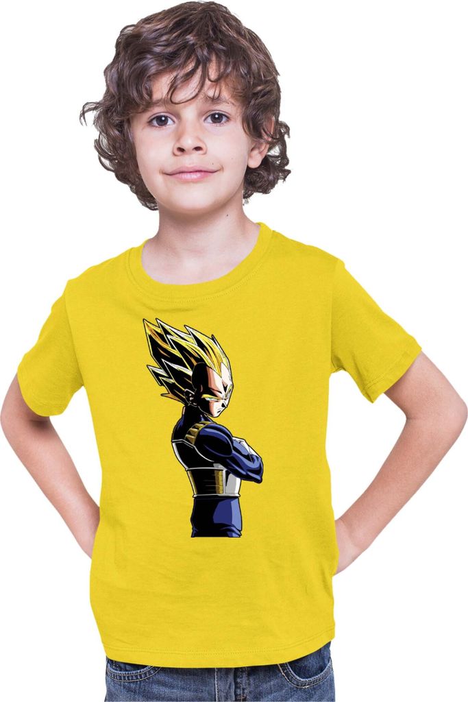 Kinder T-Shirt Dragon Anime Manga Ball Z Vegeta 04, 9-11 Jahr - 140 / Gelb