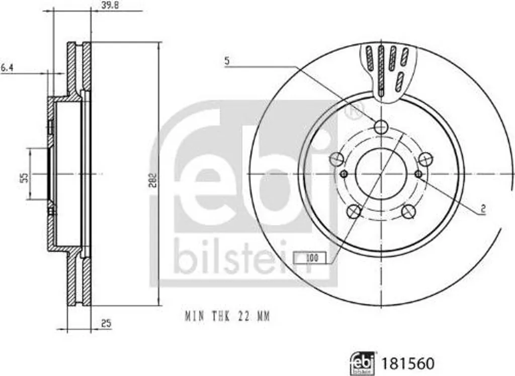 Disque de frein haute performance FEBI 181560 en fonte brute