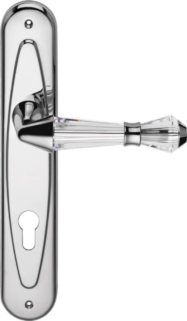 Casa Padrino Luxus Türklinken Set Silber 15,3 x H. 27,5 cm - Verchromte Messing Türgriffe mit Swarovski Kristallglas