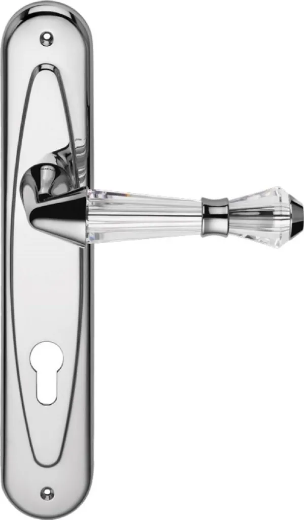 Poignée de Porte en Laiton Chromé Argent 27,5 cm avec Verre Swarovski