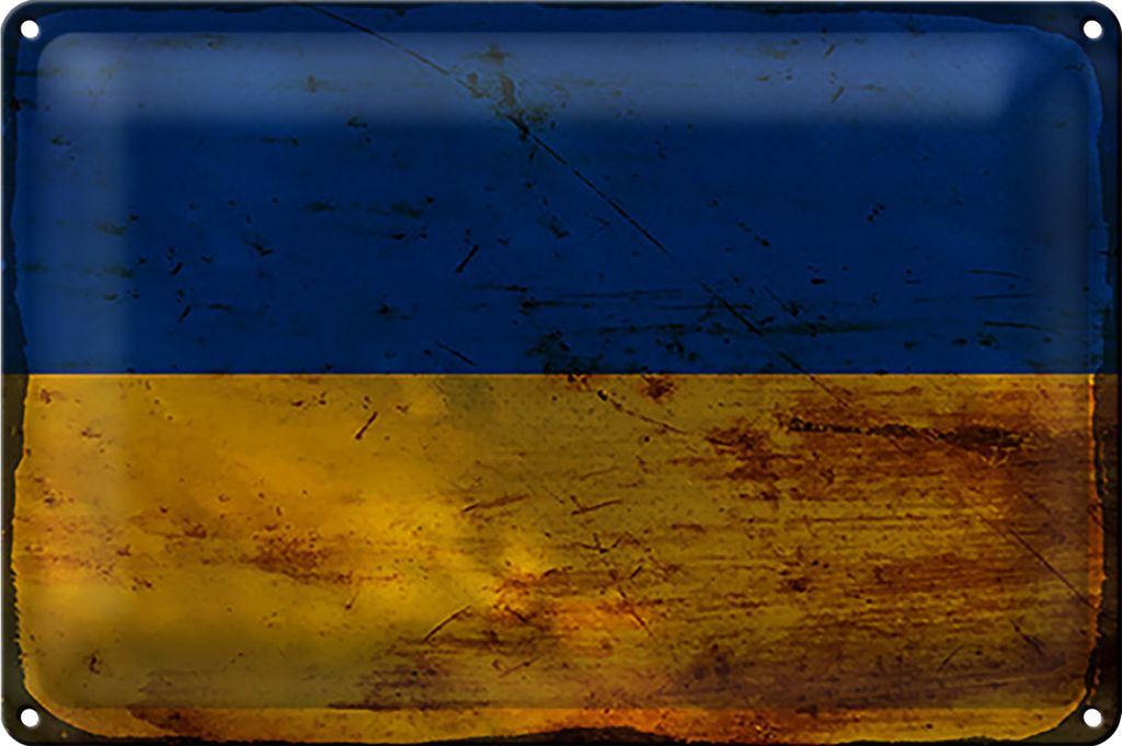 Blechschild Flagge Ukraine 18x12cm Flag of Ukraine Rost