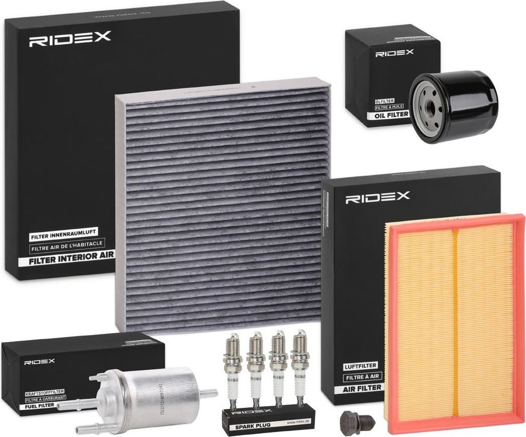RIDEX Inspektionspaket Filterset für VW POLO (9N) für SKODA Fabia I Combi (6Y5) FABIA (6Y2) FABIA Stufenheck (6Y3) für SEAT Ibiza III Schräghec...