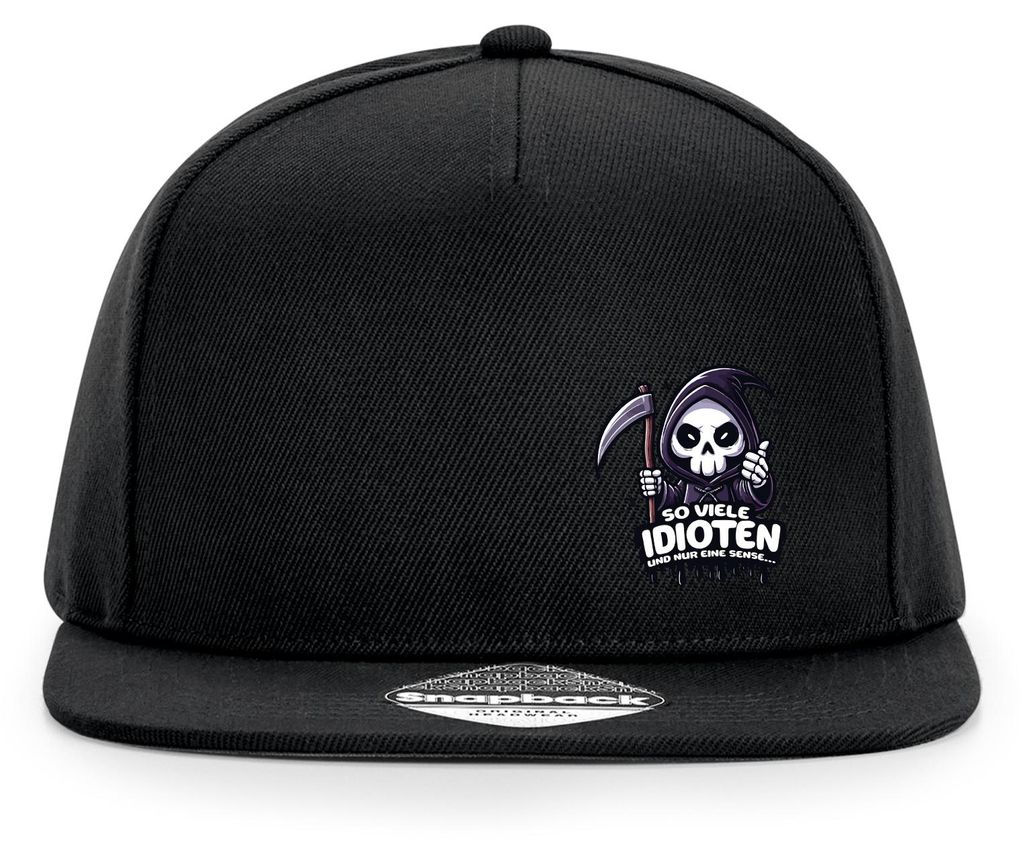 Huuraa Cappy Mütze So viele Idioten nur eine Sense Sensenmann Black Polyester Snapback Kappe Geschenkidee