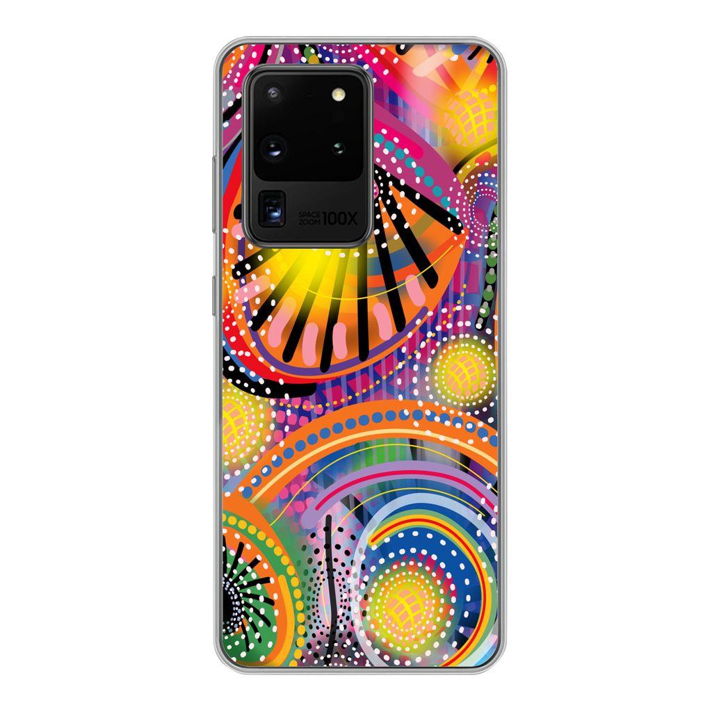 MuchoWow Handyhülle Schutzhülle Hülle für Samsung Galaxy S20 Ultra Formen - Kunst - Muster - Psychedelisch Silikon Softcase Handy Hülle - Ka...